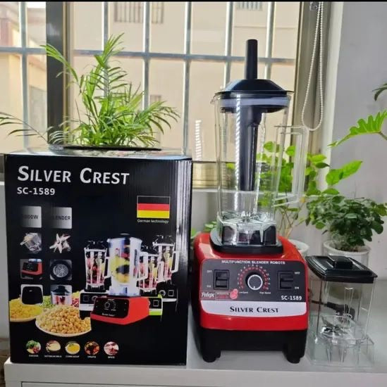 Silver Crust 4500W Heavy Duty Grade Blender: Multifunctional 2-in-1 Juicer Mixer with 2 Jars SC-1589 | Dishwasher Safe, Stainless Steel Blades | Fruit Processor, Grinder, Smoothie Maker