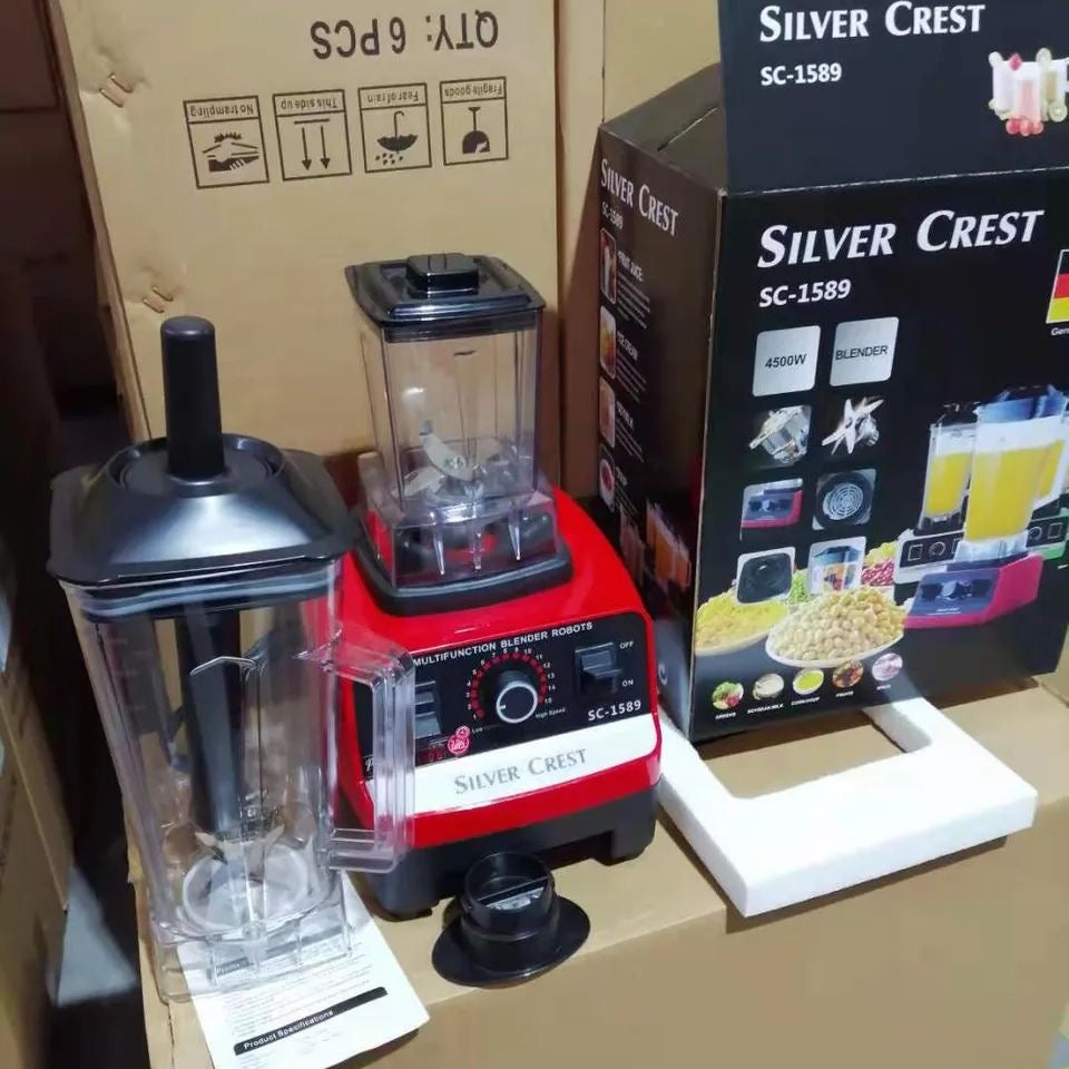Silver Crust 4500W Heavy Duty Grade Blender: Multifunctional 2-in-1 Juicer Mixer with 2 Jars SC-1589 | Dishwasher Safe, Stainless Steel Blades | Fruit Processor, Grinder, Smoothie Maker