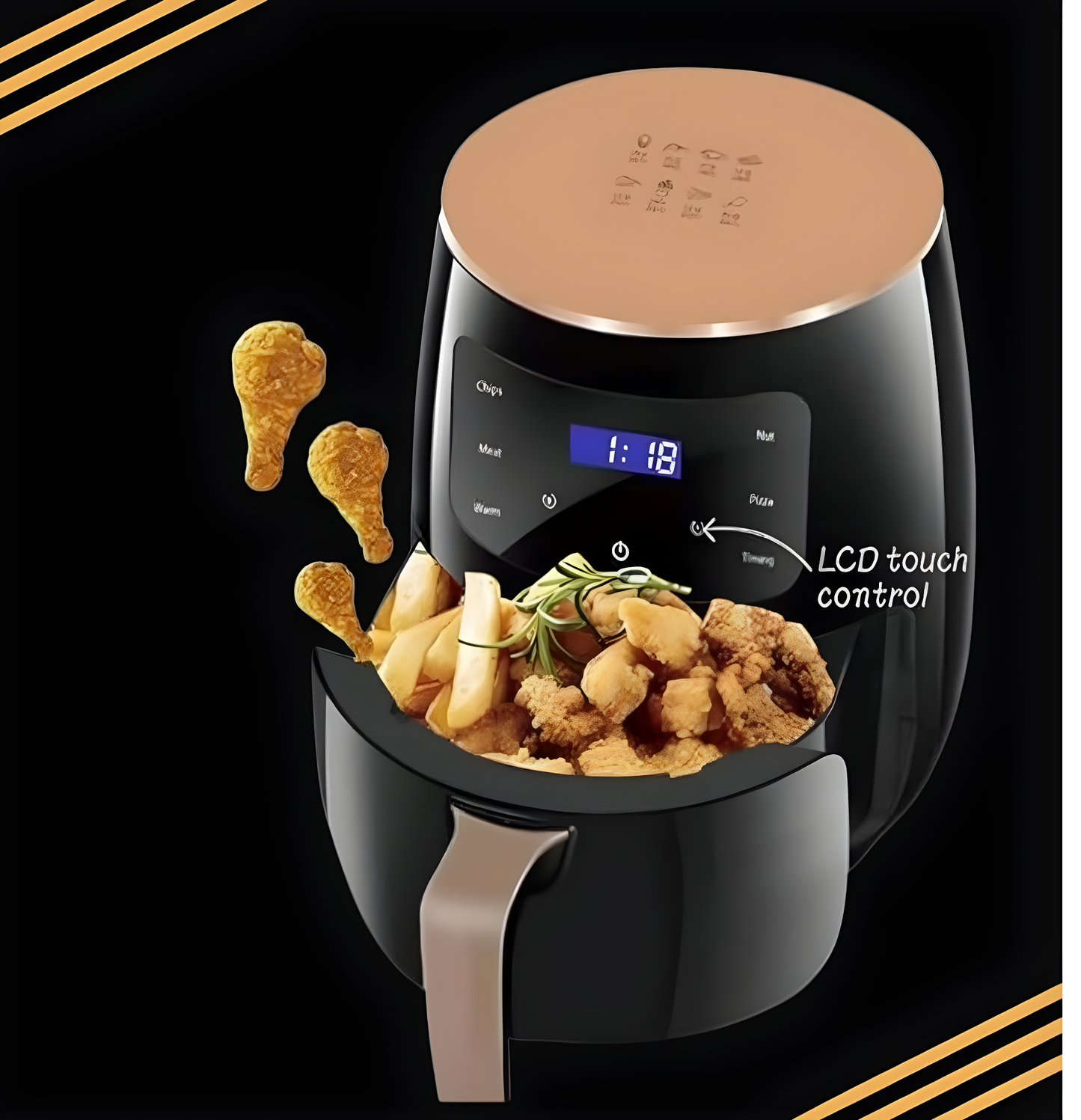Silver Crest Air Fryer - 6L Large Capacity, Oil-Free Cooking, Rapid Air Convection Technology, Digital LED Touch Screen - Healthy Cooking Made Easy