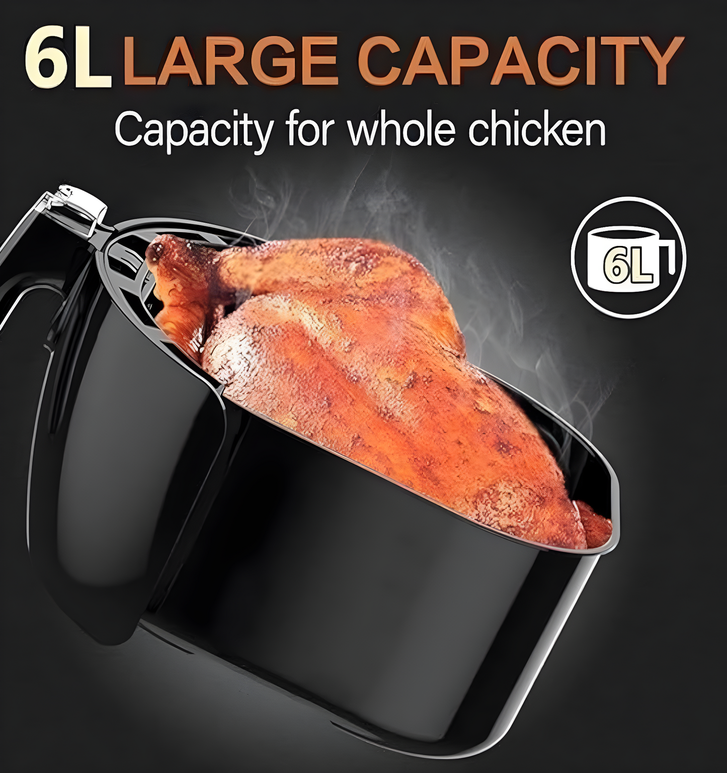 Silver Crest Air Fryer - 6L Large Capacity, Oil-Free Cooking, Rapid Air Convection Technology, Digital LED Touch Screen - Healthy Cooking Made Easy