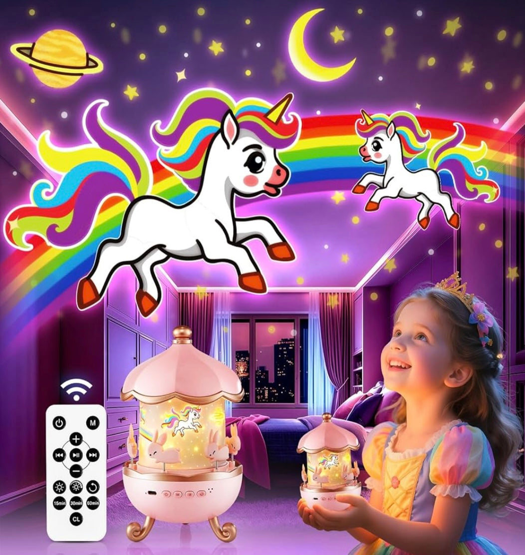 Bunny’s Carousel Night Light Projector – Soothing Sleep Light for Kids