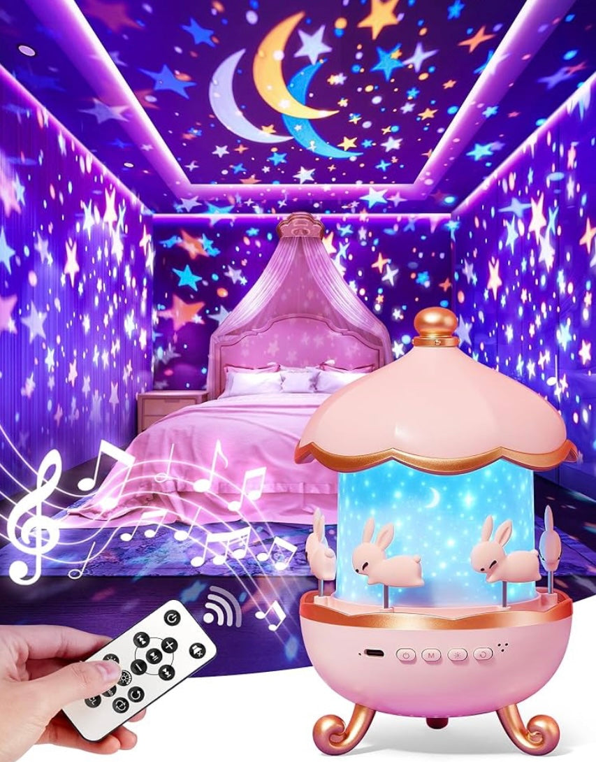 Bunny’s Carousel Night Light Projector – Soothing Sleep Light for Kids